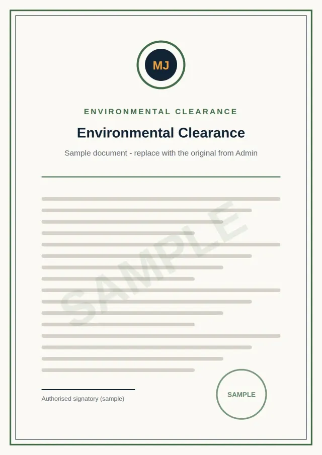 Environmental Clearance - sample document