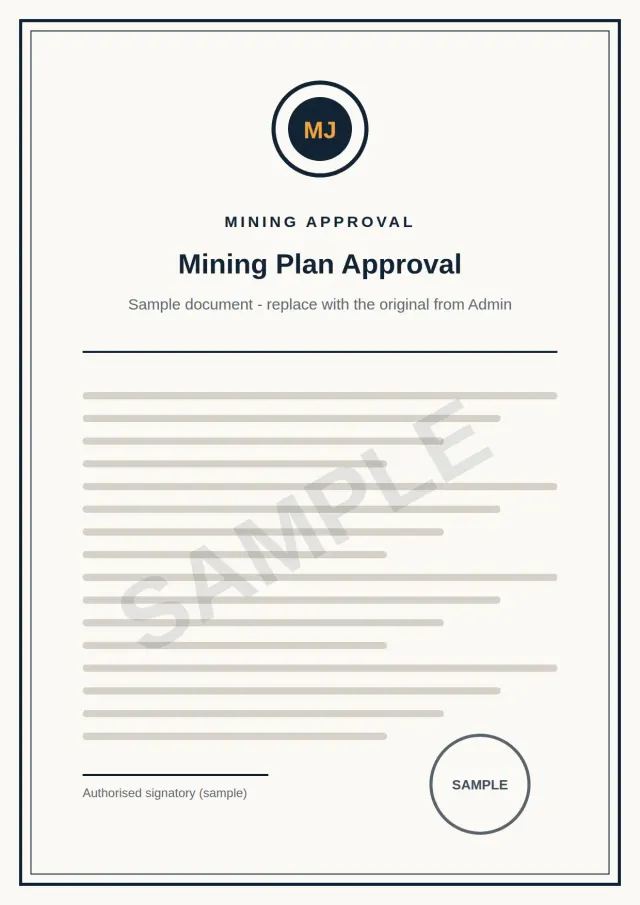 Mining Plan Approval - sample document